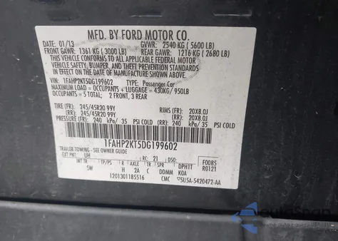 2013 Ford Taurus Sho z USA, uszkodzony, nr VIN 1FAHP2KT5DG199602